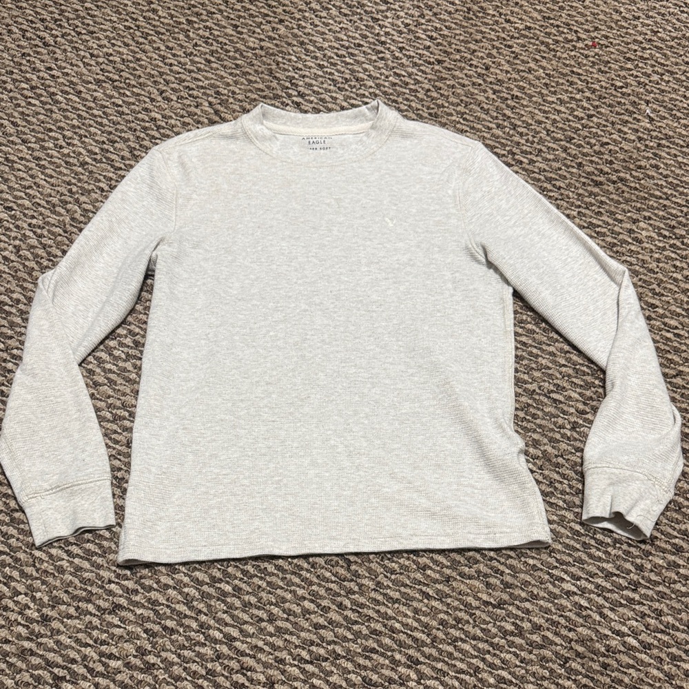 American Eagle Soft Knit Standard Fit Top Super soft Cream Waffle top